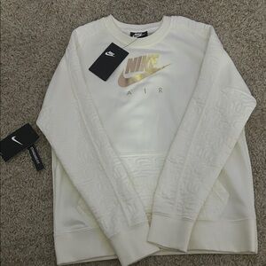 Nike Air Gold Logo Cream Crewneck Sweater